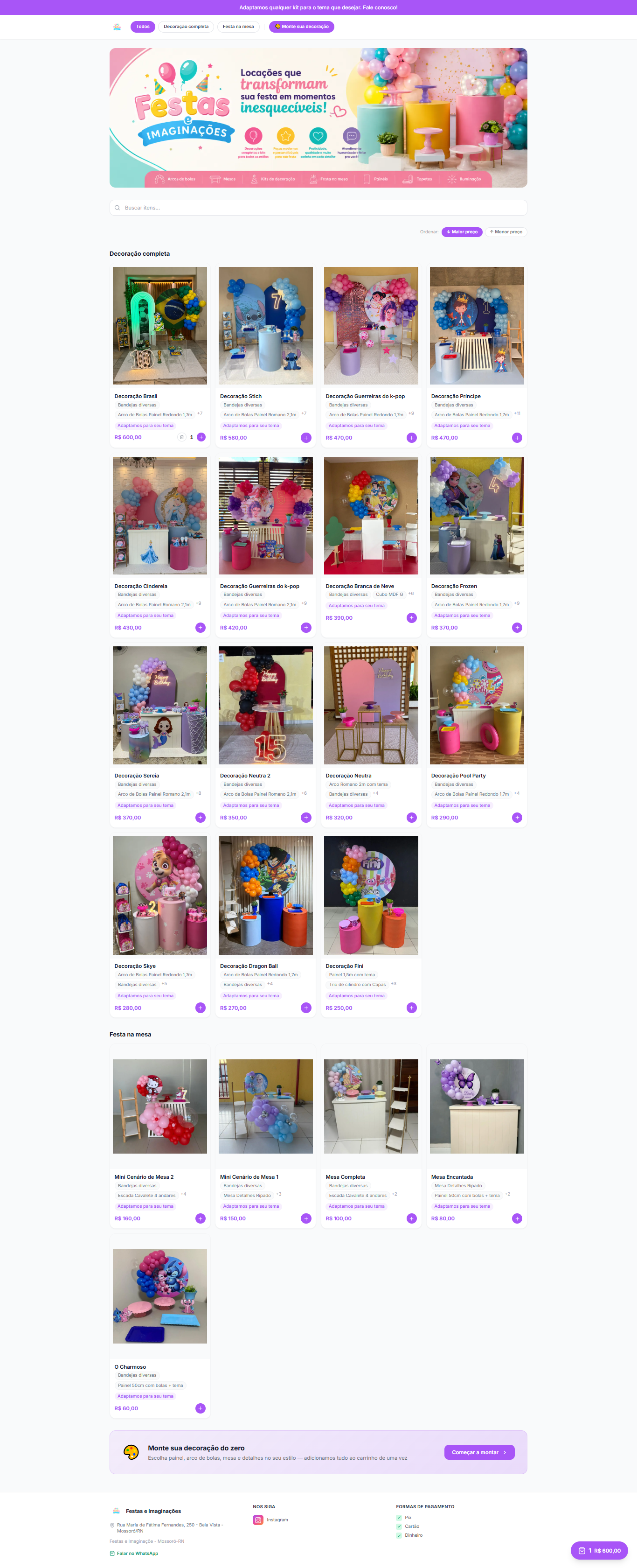 Catálogo online da Festas e Imaginações